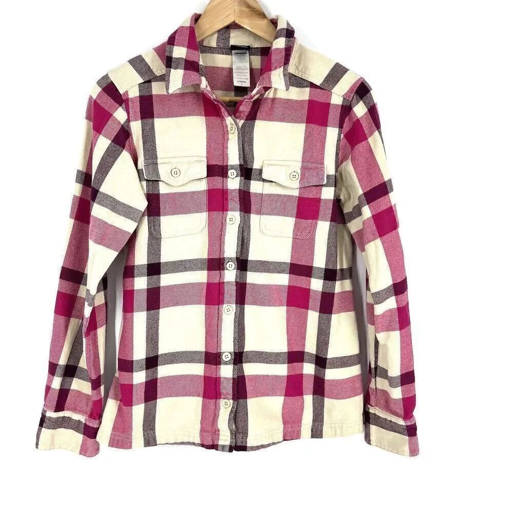 Patagonia Shirt Size 4 Womens Pink Long Sleeve Organic Cotton Fjord Flannel